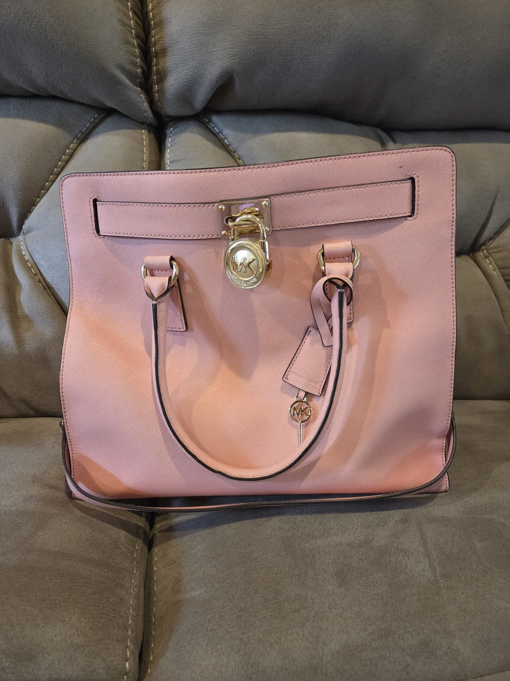 Michael Kors Blush Pink Saffiano Leather Tote with Gold Hardware
